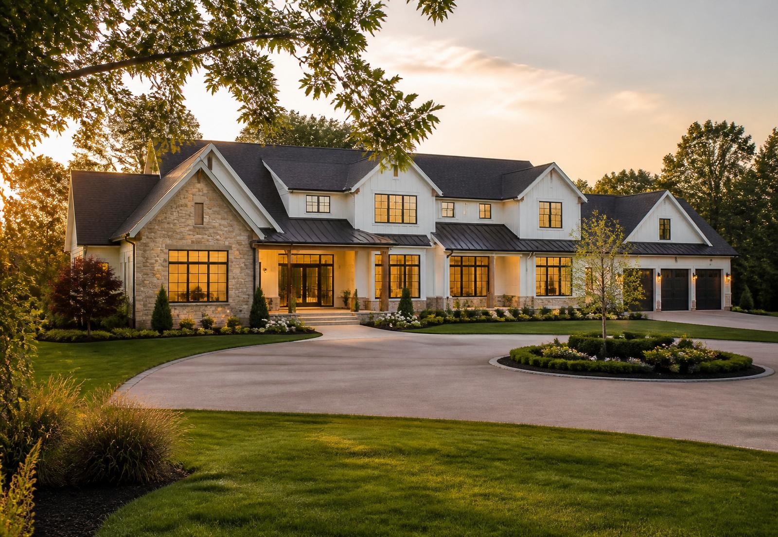 A beautiful family home at golden hour
